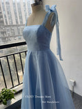 Runhufu 2024 Simple Shiny Silk Organza Baby Blue Long Evening Party Dresses Korea Lady Straps Lace Up Back Formal Prom Gowns