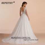 Runhufu Ivory Scoop Long Sleeves Beading Bodice Wedding Dresses 2024 For Women Bride A Line Floor Length Bridal Party Gown