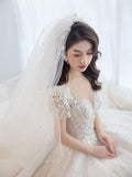 Runhufu Luxury Wedding Dress Shining Sequins Princess Ball Gown With Sweep Train Vintage Bridal Dresses Vestido De Noiva