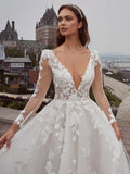 Runhufu Deep V-neck Backless Wedding Dress Classic Lace Appliques Bride Robe 2024 Elegant A-line Long Bridal Gown Robe De Mari¨¦e