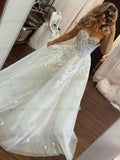 Runhufu Sexy Wedding Dresses For Women Applique A-Line Long Wedding Dress Glitter Elegant Dresses For Women ????? ????? ??????