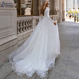 Runhufu NICEB Glitter Tulle Wedding Dress Bride Party Long Sleeve V-Neck Satin Bridal Gowns Vestidos De Noiva Mariage Custom Made