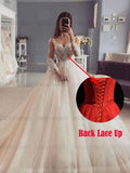 Runhufu Applique Elegant Wedding Dresses For Women V-Neck Tulle Sexy Wedding Dress A-Line Glitter Dresses ????? ????? ??????