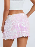 Runhufu Sparkly Sequins Bodycon Mini Skirts for Women Fashion High Waist Wrapped Short Skirts Nightclub Street Hot Skirts