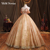 runhufu Novias Off Shoulder Giltter Quinceanera Dresses Ball Gown Tulle Flowers Formal Party Sweet 18 Vestidos Elegant Prom Dress