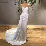 Runhufu Sexy Wedding Dress for women Glamorous shoulder strap Pearl bridal gown White Mermaid floor-length gown 2024 new