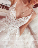 runhufu Spaghetti Straps Wedding Dress 2023 Lace Applqiues V Neck Bridal Gowns Tulle A Line Vestidos de Nova trouwjurk