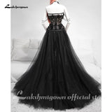 runhufu Black Long Wedding Dress Sexy Bridal Gown Vestidos De Novia Sexy Tulle Wedding Gowns Trouwjurk Plus Size