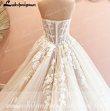 runhufu Court Train Wedding Dress 2023 Vestido Civil Tulle Wedding Dresses Sleeveless Lace Bodice Bridal Gown Robe de mariee