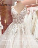 runhufu Spaghetti Straps Wedding Dress 2023 Lace Applqiues V Neck Bridal Gowns Tulle A Line Vestidos de Nova trouwjurk