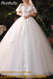 Runhufu Wedding Dress 2023 New Bridal Wedding Gown With Long Train Lace Embroidery Ball Gown Princess Luxury Plus Size