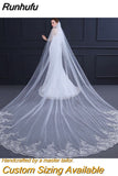 Runhufu New Fashion 3 Meter Cathedral Wedding Veils Long Lace Edge Bridal Veil Wedding Accessories