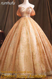 runhufu Novias Off Shoulder Giltter Quinceanera Dresses Ball Gown Tulle Flowers Formal Party Sweet 18 Vestidos Elegant Prom Dress