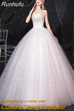 Runhufu Dress 2023 New Luxury Strapless Wedding Dress With Train Princess Bling Bling Vestido De Noiva Plus Size