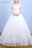 runhufu Dress 2023 New Arrival Flowers Butterfly Gelinlik Embroidery Lace Boat Neck Princess Wedding Gowns Vestidos De Novia