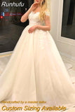 Runhufu Elegant A-Line Wedding Dresses 2023 Off The Shoulder Appliques Bridal Gowns Boho Beach Evening Wedding Prom Gowns Plus Size