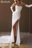 Runhufu Elegant Mermaid Wedding Dresses 2023 Strapless High Split Bridal Gowns Boho Beach Princess Evening Wedding Gowns Custom Size