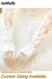 runhufu New Lace Bride Wedding Gloves High-end Hand Sewn Diamond Finger Wedding Gloves Wedding Accessories Mariage