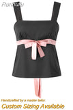 Runhufu Y2K Milkmaid Camisole Top Y2K Fairy Grunge Backless Tie Up Mini Vest Retro Aesthetic Women Crop Top Streetwear