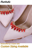 Runhufu HX39 2pcs Rhinestones High Heel Buckle Decoration Women Bride Shoes Clips Charm Wedding Shoes Buckle Shoe Crystal Clip