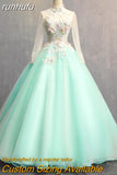 runhufu Neck Vintage Quinceanera Dresses Party Prom Lace Embroidery Sleeveless Ball Gown Make Colors Quinceanera Dress Plus Size
