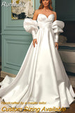 Runhufu Elegant A-Line Wedding Dresses 2023 Sweetheart Satin Princess Bridal Gowns Boho Beach Evening Wedding Ball Gowns Custom Size