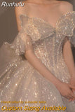 Runhufu Off The Shoulder Wedding Dress Big Butterfly 2023 New Bride Dress Beading Shiny Big Ball Gown Long Train Vestido De Noiva