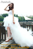 Runhufu Dress Eleant Feather Strapless Lace Up Princess Luxury Front Short Back Long Wedding Dresses Plus Size