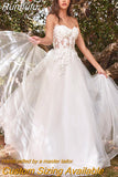 Runhufu Flowers Sweetheart Luxury Wedding Dress Long Puffy Sleeves A Line Custom Made Tulle 3D Lace Romantic Bridal Gowns