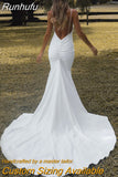 Runhufu Beach Wedding Dress 2023 Mermaid Spaghetti Straps Backless Boho Bridal Gowns Elegant Country Style Plain Vestido De Noiva
