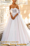 Runhufu Romantic Wedding Dresses For Women Classic Boat Neck Bridal Gowns Off Shoulder Robe Appliques Vestidos De Novia