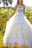 Runhufu Sweetheart A-Line Wedding Dress Lace Applique Sleeveless Tulle Bridal Gowns Vestido De Novia