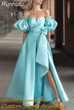 Runhufu Floor Length Puff Sleeve Off-the-Shoulder Sweetheart Evening Dresses and Bridal Gowns by Vestidos de Novia