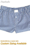 Runhufu Women's Y2k Pajamas Shorts Cute Plaid Pj Short Pants Flannel Lounge Sleep Shorts Bottoms Elastic Waist Baggy Boxers Tracksuit