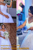 Runhufu Off The Shoulder Wedding Dress Beading Sexy Arabic Bridal Gowns Ball Gown Princess Bridal Dresses