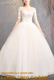 runhufu Dress 2023 New Cheap Half Cap Sleeve Princess Illusion Wedding Dresses Can Custom Made Vestido De Noiva