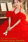 Runhufu Halter Quinceanera Dresses New Sweet Party Dress Ball Gown Off The Shoulder Zipper Back Beautiful Fluffy Robe De Bal