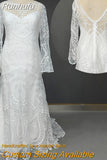 Runhufu Batwing Sleeves Lace Two Pieces Wedding Gowns Drop Ship Plus Size Custom Made Mermaid Rustic Open Back Boho Bridal Dress