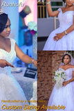 Runhufu Off The Shoulder Wedding Dress Beading Sexy Arabic Bridal Gowns Ball Gown Princess Bridal Dresses