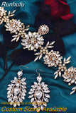Runhufu HP440 Shiny Wedding Headband Forehead Bridal Crown Water Drop Rhinestone Head Tiara Flower Women Headdresses Gift
