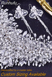 Runhufu HP376 Fashion Bridal Hair Accessories Crystal Headpiece For Women Tiara Wedding Crown Eew Set Rhinestone Bride Headband