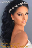 Runhufu Trendy Pearl Hair Jewelry Crystal Woman Headpiece Wedding Hair Accessories Headwear Bridal Headdress Bridal Tiara HP03