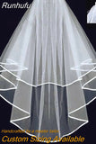 Runhufu Layer Short Wedding Veil Simple Edge Cheap WhiteTulle Bride Velo With Comb Wedding Accessories Boda Velo de Novia 2023