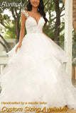 Runhufu Sweetheart Neckline A-Line Wedding Dresses Spaghetti Straps Lace Appliques Bridal Gowns Vestido De Noiva