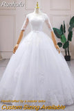 Runhufu Dresses Hot Sale Elegant Princess Adjust Lace Three Quarter Sleeve Bridal Gowns Vestidos De Noiva Plus Size