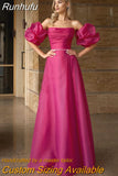 Runhufu Strapless A-Line Evening Dresses Detachable Puff Sleeves Bridal Gowns Vestidos De Noiva