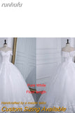 runhufu Shoulder Appliqes Pearls Wedding Dress Plus Size Vestido De Noiva 2023 Long Train Bridal Dresses Gowns Tulle Mariage