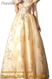 Runhufu New Banquet Elegant Evening Dress Scoop Sequins Appliques Floor-length Long Prom Formal Gown Vestidos De Noche