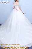 runhufu Vedio Luxury Lace Applique Plus Size Wedding Dress Embroidery 2023 New Long Train Sweetheart Bride Gown Vestidos De Noiva