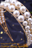 Runhufu Luxury Bridal Hair Tiara Rhinestone Headband Handmade Wedding Hair Accessories Women Headdress Pageant Headpiece HP398